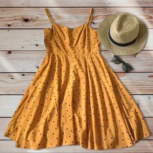 Mustard w/Black Polka Dots Cami Dress Small